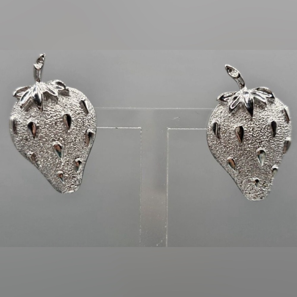 Vintage stamped strawberry earrings